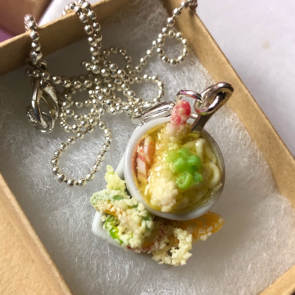 New NECKLACE Miniature Tempura Udon Noodles Charm